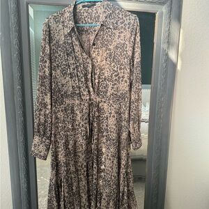 All Saints Leopard Print Dress with Slip - size Medium